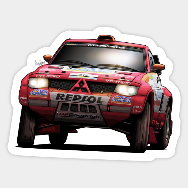 Mitsubishi Pajero Evo - Dakar Sticker by Mario Ramos Rally Art